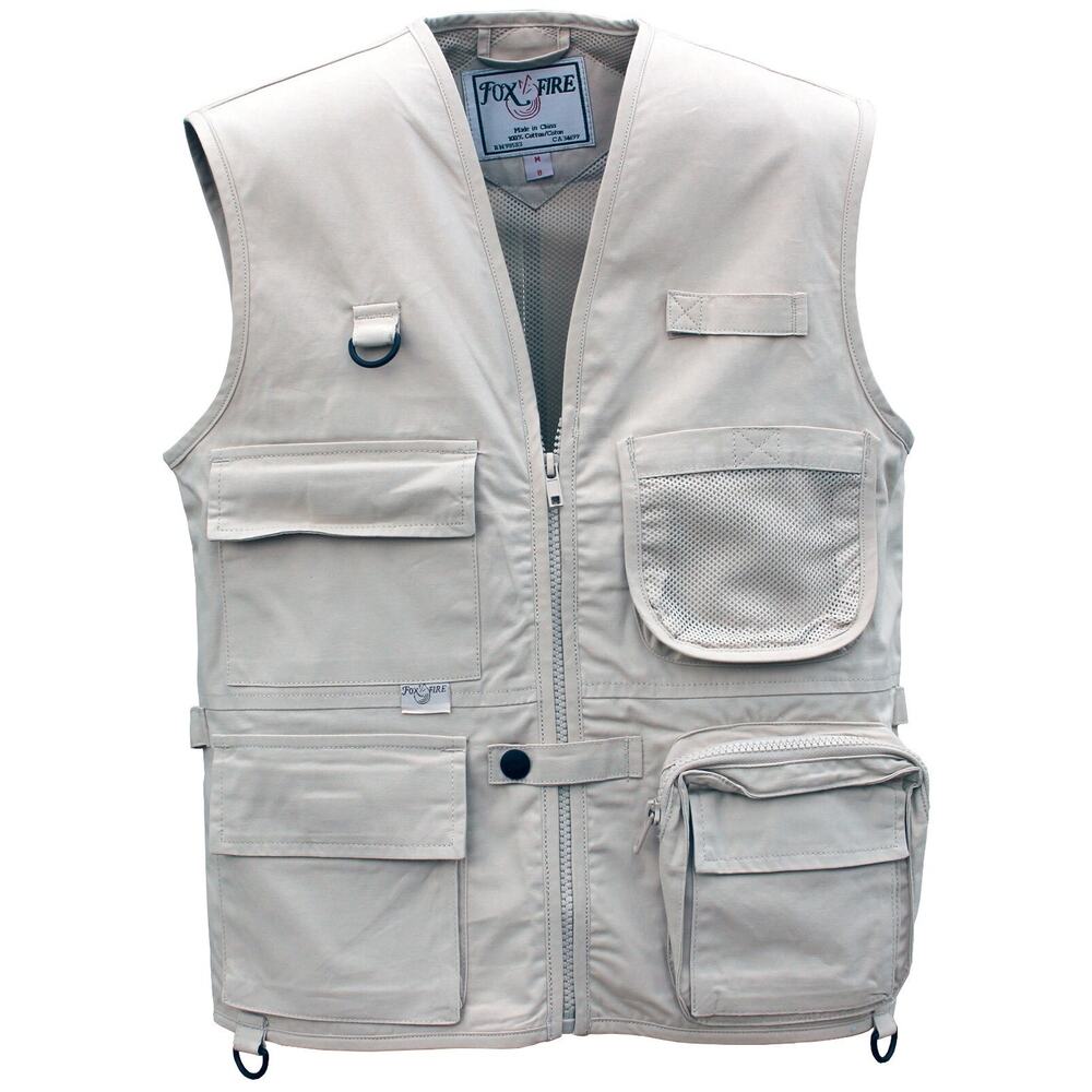 Fox Fire Kids Utility Vest Fishing Hiking Safari Beige Multi Pocket Size M
